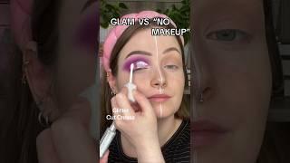 GLAM VS ‘NO MAKEUP’ MAKEUP Which side is your favorite? #makeuptutorial #makeup #eyemakeup #beauty