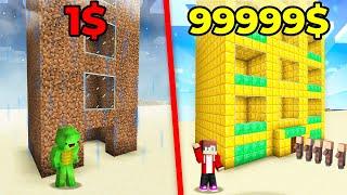 JJ And Mikey Upgrade $1 HOTEL into $99999 For VILLAGERS  in Minecraft Maizen