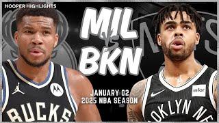 Milwaukee Bucks vs Brooklyn Nets Full Game Highlights | Jan 2 | 2025 NBA Season