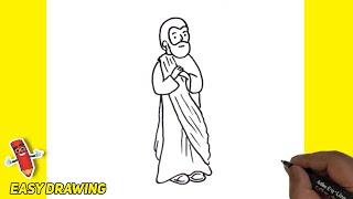 How To Draw Saint Joseph Step By Step | Saint Joseph Easy Line Drawings | Christmas drawing idea