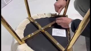 Modern Design Golden Metal Frame Velvet Fabric Dining Chair Installation Instruction