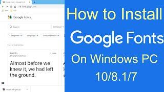 How to install Google fonts on windows 10, 8.1,7 PC | Google Fonts Installation on Windows PC