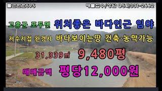 [물건번호595. 전남 고흥군 포두면  남성해수욕장인근 저수지접 바다보이는 위치좋은 땅 준보전산지+임업용산지 건축가능·농막가능 완만한 경사의 임야를 소개해드립니다]