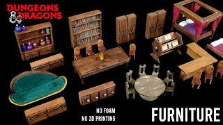 The Ultimate Guide to Miniature Furniture (with NO 3D PRINTING or FOAM - Dungeons & Dragons Terrain)