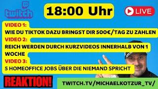 Geld verdienen: Heute reagiere ich wieder auf 3 Videos.