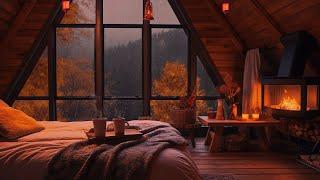 Cozy Rain Sounds on Window & Crackling Fireplace | Perfect Ambience for Deep Sleep & Relaxation