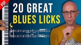 20 Great Blues Licks Exercise | Learn Jazz Piano (Beginners to Advanced)