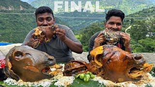 EATING COMPETITION FINAL : GADWALI STYLE GOAT HEAD CURRY WITH 3kg RICE EATING CHALLENGE | MUTTON