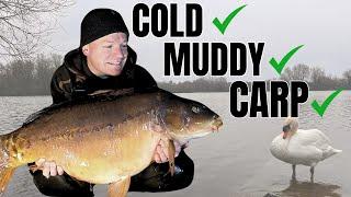 CARP FISHING * WINTER RESULT IN THE COLD, RAIN & MUD 
