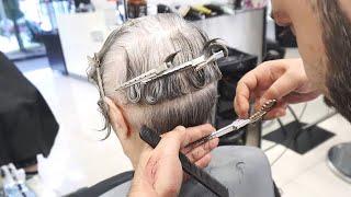 SHORT HAIRCUT OVER 70 - STACKED PIXIE BOB FOR GREY HAIR