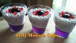 Layered Jelly Mousse Cups | Jelly Mousse Dessert Glass | Vegetarian recipe