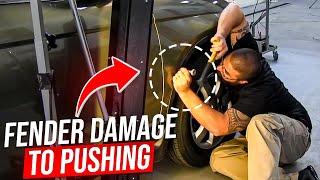 Glue Pulling Fender Damage To Pushing | Paintless Dent Removal Full Tutorial