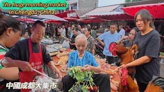 Chengdu, China, a grand market, a gathering of street food, and the delicious braised goose meat/4k