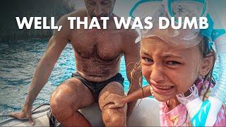 Our first big scare at sea - Attempting a family swim into Thunderball Grotto went horribly wrong