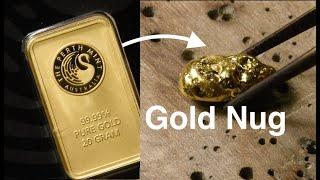 Melting a Pure Gold Nugget from a 9999 Gold Bar