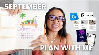 September Plan With Me | reset with me, Notion & Bullet Journal, Google Calendar