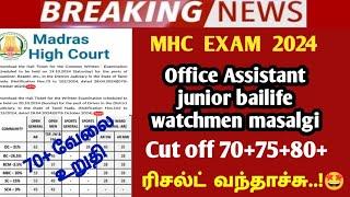 MHC Madras High court 2024 cut off markdetails office assistant junior examiner reader watchman