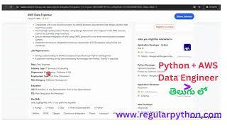 Python + AWS Data Engineer #dataengineering  #pythontutorialtelugu #shorts