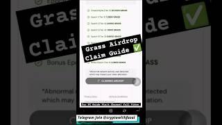 Grass Airdrop Claim And Withdrawal Process Guide  : Grass Airdrop Not Connecting Issue Solution