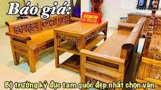 Báo giá: Bộ trường kỷ đục tam quốc đục tay đẹp nhất : Đồ Gỗ Minh Toàn
