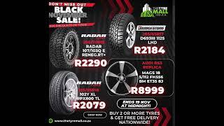 Radar Tyres Deals for Black November & Black Friday at The Tyre Mall.