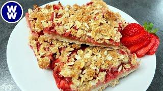  Skinny Strawberry Oat Dessert BarsEASY WW Recipe! Weight Watchers -With WW Pts. Calories & Macros