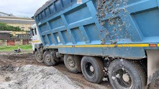 Tata Tipper Truck Video | Tata Heavy Duty Tipper Off-road Truck Driving - Trucks In Road.