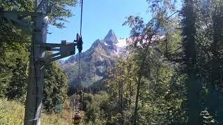 Caucasus, Teberda, old ski lift on Dombai