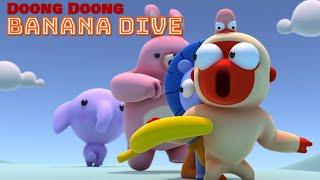 Doong Doong flees with a banana that fell from Ping & Pong's wagon.