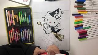 Hello everyone, today I will color a picture of a kitten holding a broom.