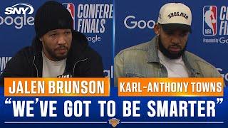 Jalen Brunson on Knicks' turnover issues, Karl-Anthony Towns on knee injury after Game 4 loss