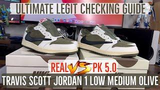 ULTIMATE LEGIT CHECKING GUIDE | TRAVIS SCOTT JORDAN 1 LOW MEDIUM OLIVE | PK 5.0 | REAL VS FAKE