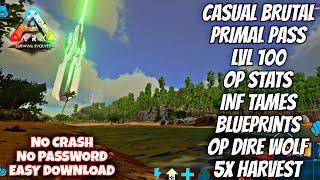 ARK MOBILE SAVE DATA | CASUAL BRUTAL | PRIMAL PASS LVL 100 | OP STATS | BLUEPRINTS | 5X HARVEST