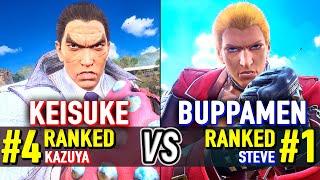 T8  KEISUKE (#4 Ranked Kazuya) vs BUPPAMEN (#1 Ranked Steve)  Tekken 8 High Level Gameplay