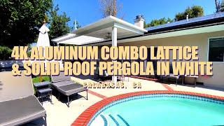 Elite LA Patios — 4K Aluminum Combo Lattice & Solid-Roof Pergola in White