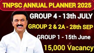 TNPSC New Annual Planner 2025TNPSC GROUP 4 2025Tamilnadu Government jobs 2024Job Vacancy 2024