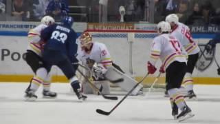 Goalie Tomi Karhunen in action during Dynamo Moscow - Kunlun Red Star Shanhai KHL game 18.02.2017