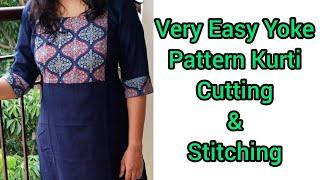 Very Easy Yoke Pattern Kurti Cutting And Stitching Malayalam