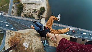 Climbing & HANGING off the Moscow Bridge in Ukraine 