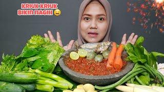 HABIS‼️MUKBANG LALAPAN MENTAH SAMBAL TERASI IKAN ASIN||#lalapanmentah #asmr #eating