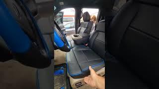 Katzkin Ford F-150 Seat Covers Before and After | Black w/ Blue Piping