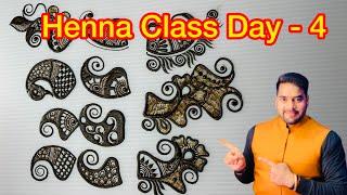 Henna Classes Day - 4 । How To learn Mehndi । Basic Mehndi class । Beginners Mehndi Class । Mehendi