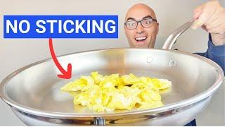 How to Cook SCRAMBLED Eggs in Stainless Steel WITHOUT Sticking