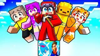 5 Friends on a YouTuber Block in Minecraft