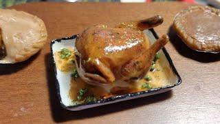 MINI ROAST CHICKEN from Polymer Clay on a "Trash Plastic" BAKING PAN-Little Gretchen's Workshop