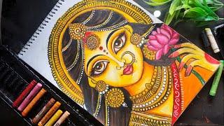 Maa Laxmi Beautiful Oil Pastel Drawing | Lakkhi Pujo Special Drawing Part 2