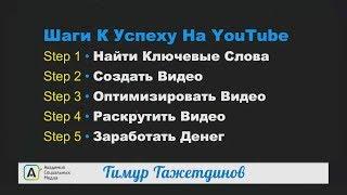 Шаги к успеху на YouTube. Тимур Тажетдинов [Вебинары]