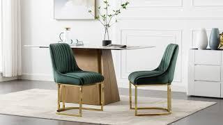 Wahson  Upholstered Armless Velvet Dining Chairs with Golden Metal Frame for Dining Room Restaurant,