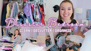 I'M FINALLY DOING IT! | NEW Disaster Bedroom Clean With Me | Small Closet Organization