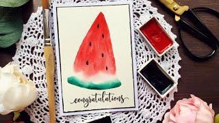 Easy Watercolour Watermelon | QUICK HANDMADE CARDS